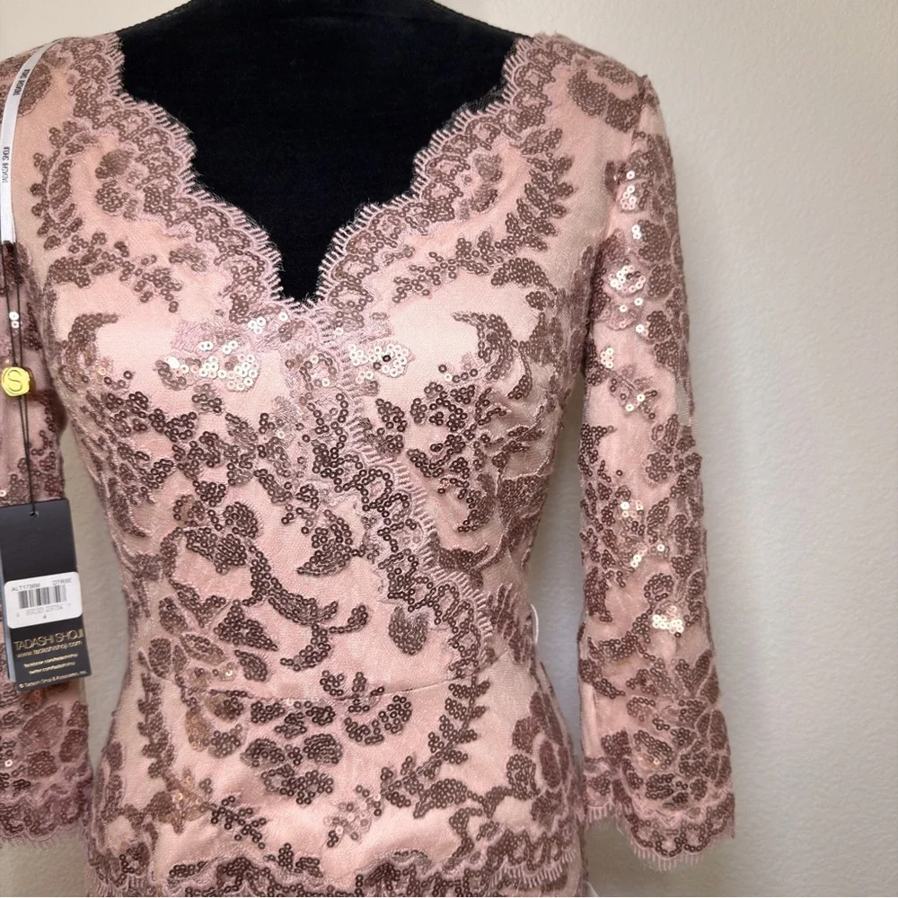 NWT Tadashi Shoji ALT1736M Lace Sequin Dress – Size 4